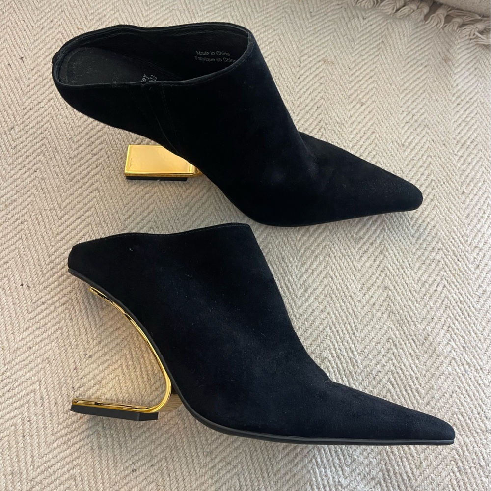 Jeffrey Campbell geometric heel mules